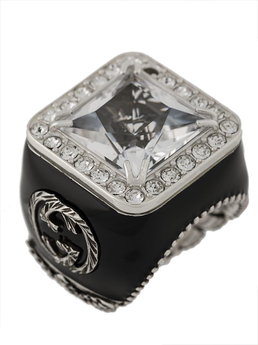 Gucci Chunky Logo Ring in Black Lyst