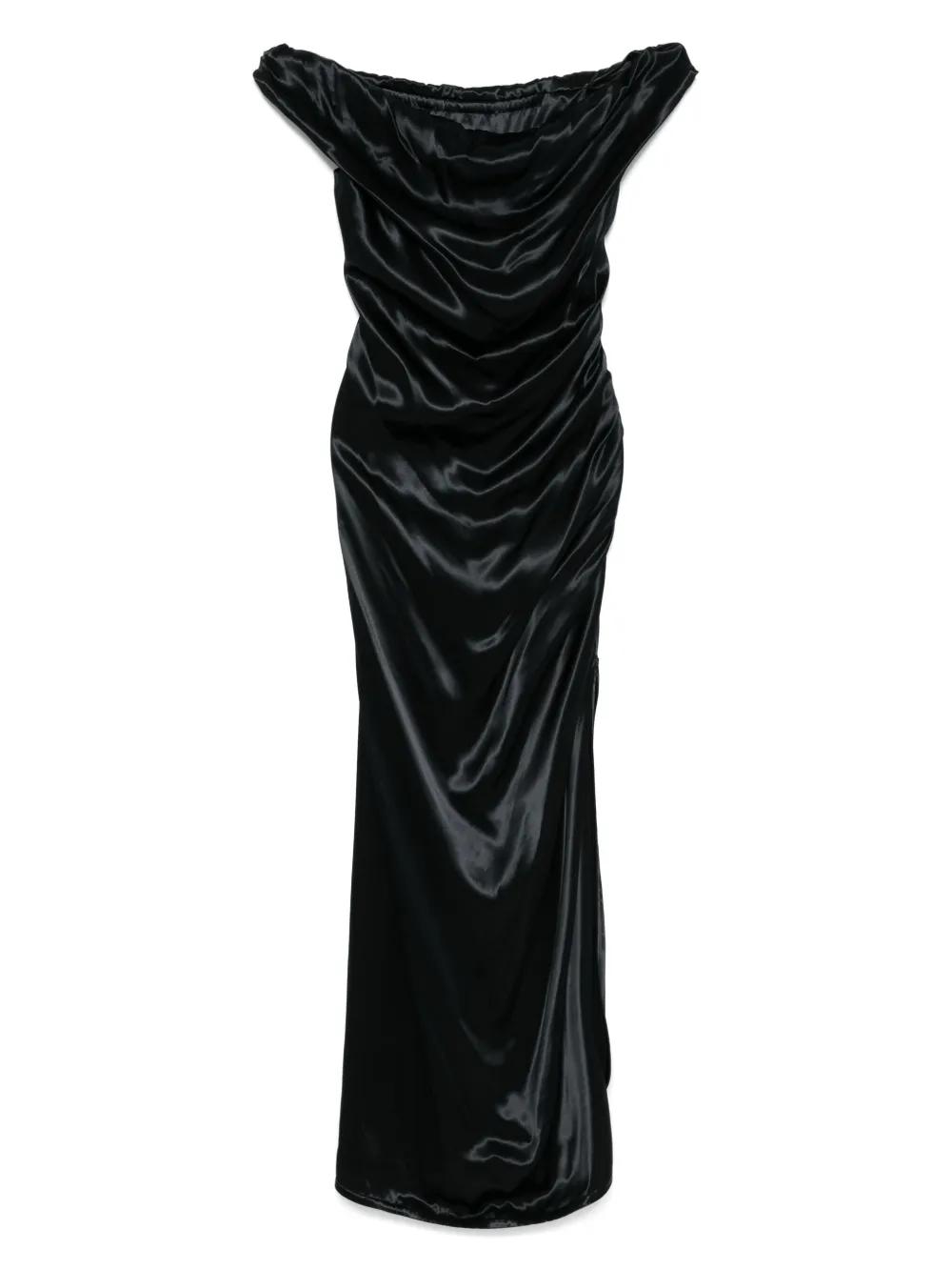 【関税込み】Vivienne Westwood ブラック Ginnie マキシドレス Ginnie draped jersey maxi dress in black - Vivienne Westwood