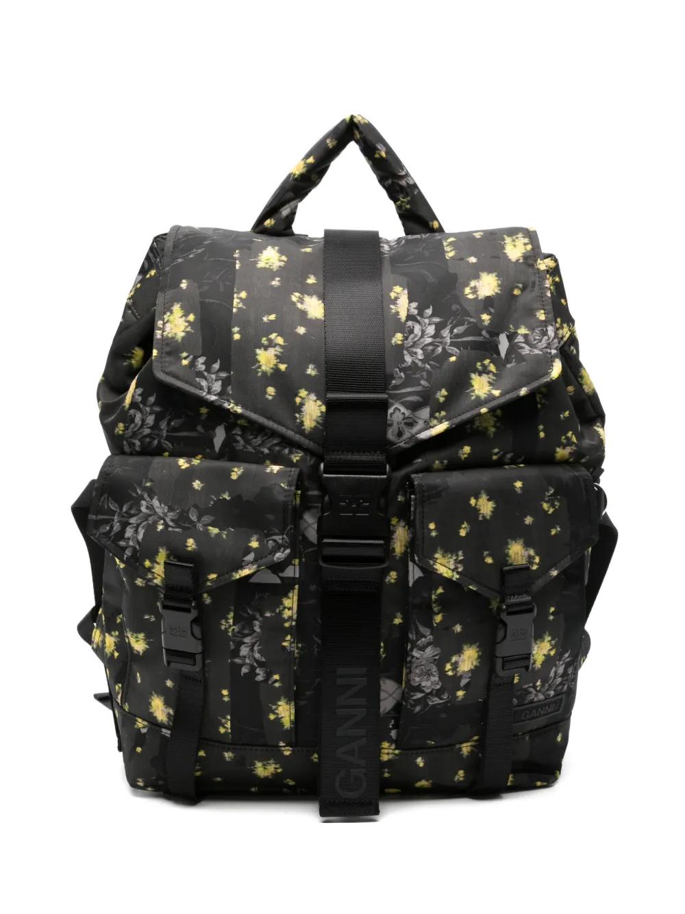 ganni-black-Floral-Print-