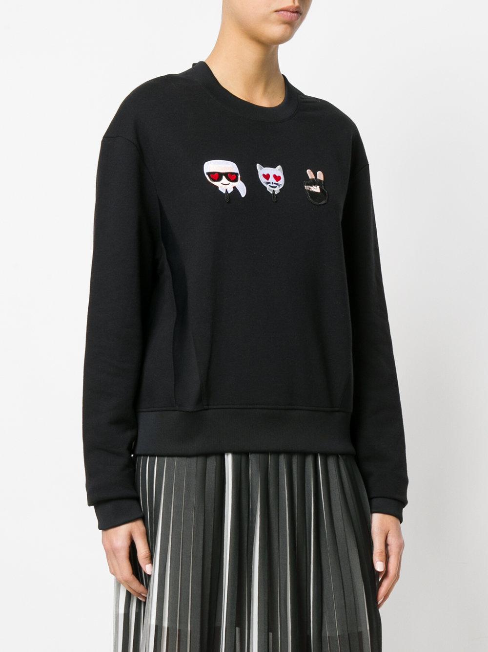 Karl Lagerfeld Cotton Emoji Karl & Choupette Sweatshirt in Black - Lyst