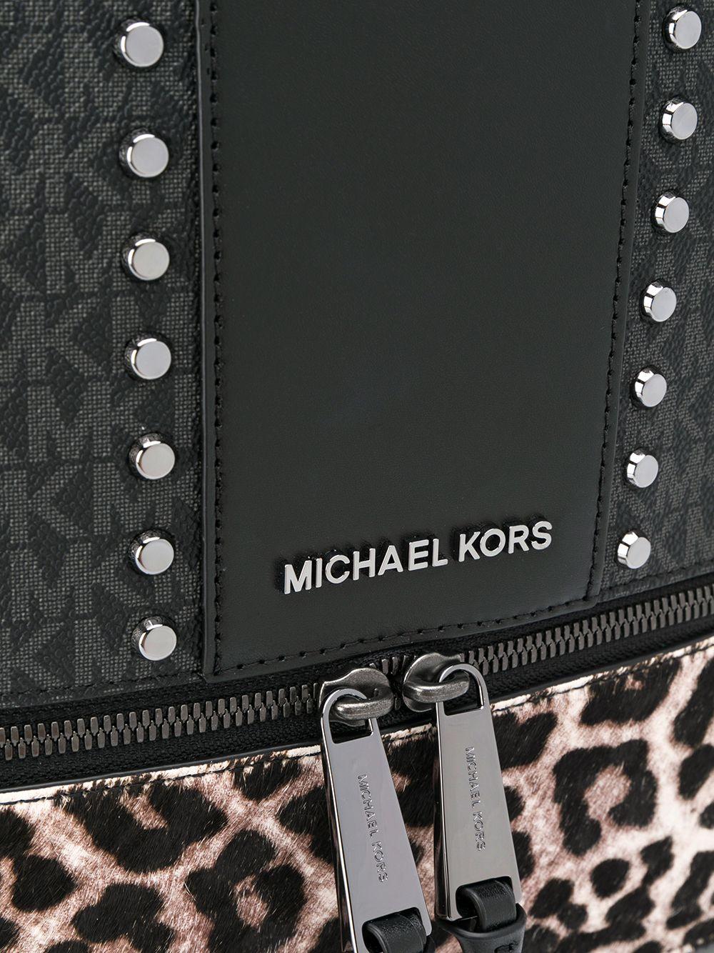 michael kors black cheetah backpack