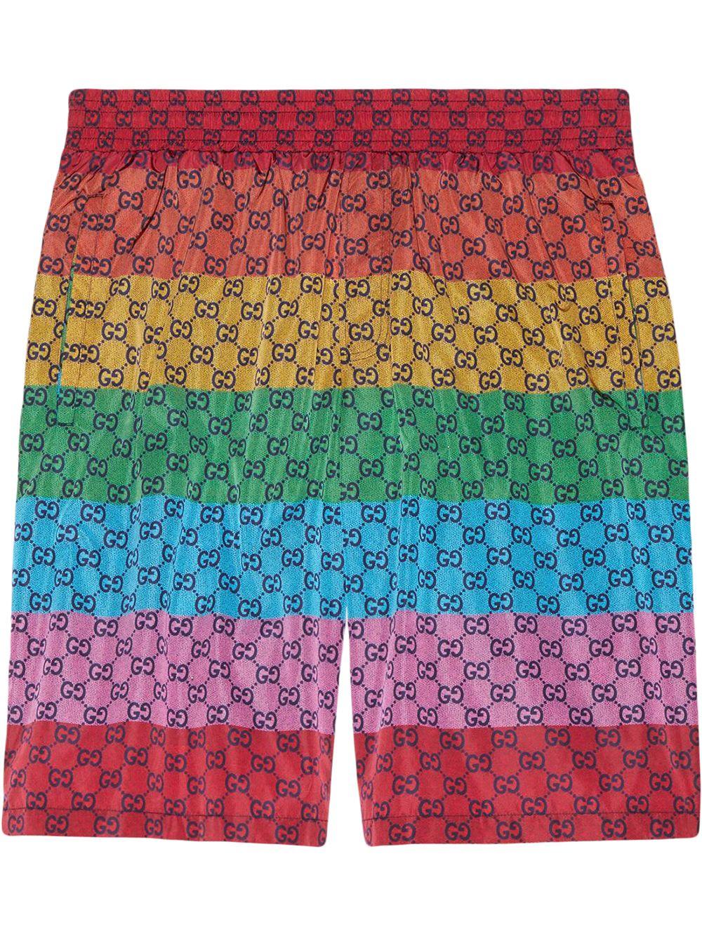 Gucci GG Supreme Swim Shorts in Red for Men