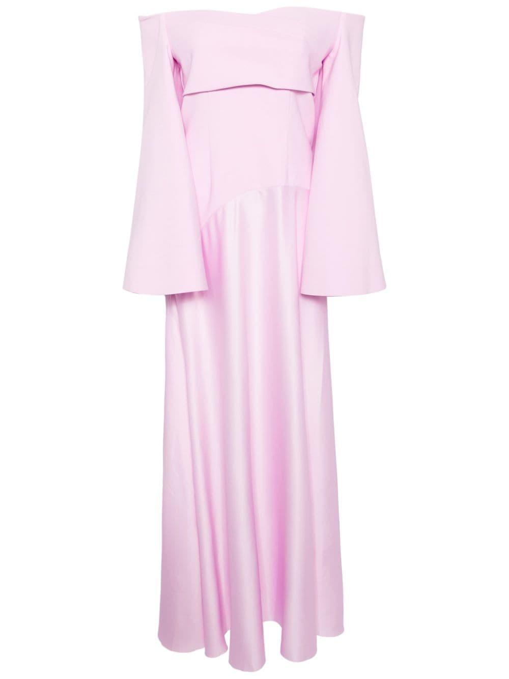 SOLACE LONDON ワンピース ドレス Rina off-shoulder 039225 Rina off-shoulder crêpe and satin gown in pink - Solace