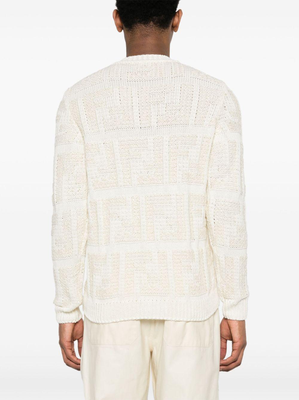 Fendi メンズ ホワイト モノグラム チャンキーニット セーター Fendi メンズ ホワイト モノグラム チャンキーニット セーター