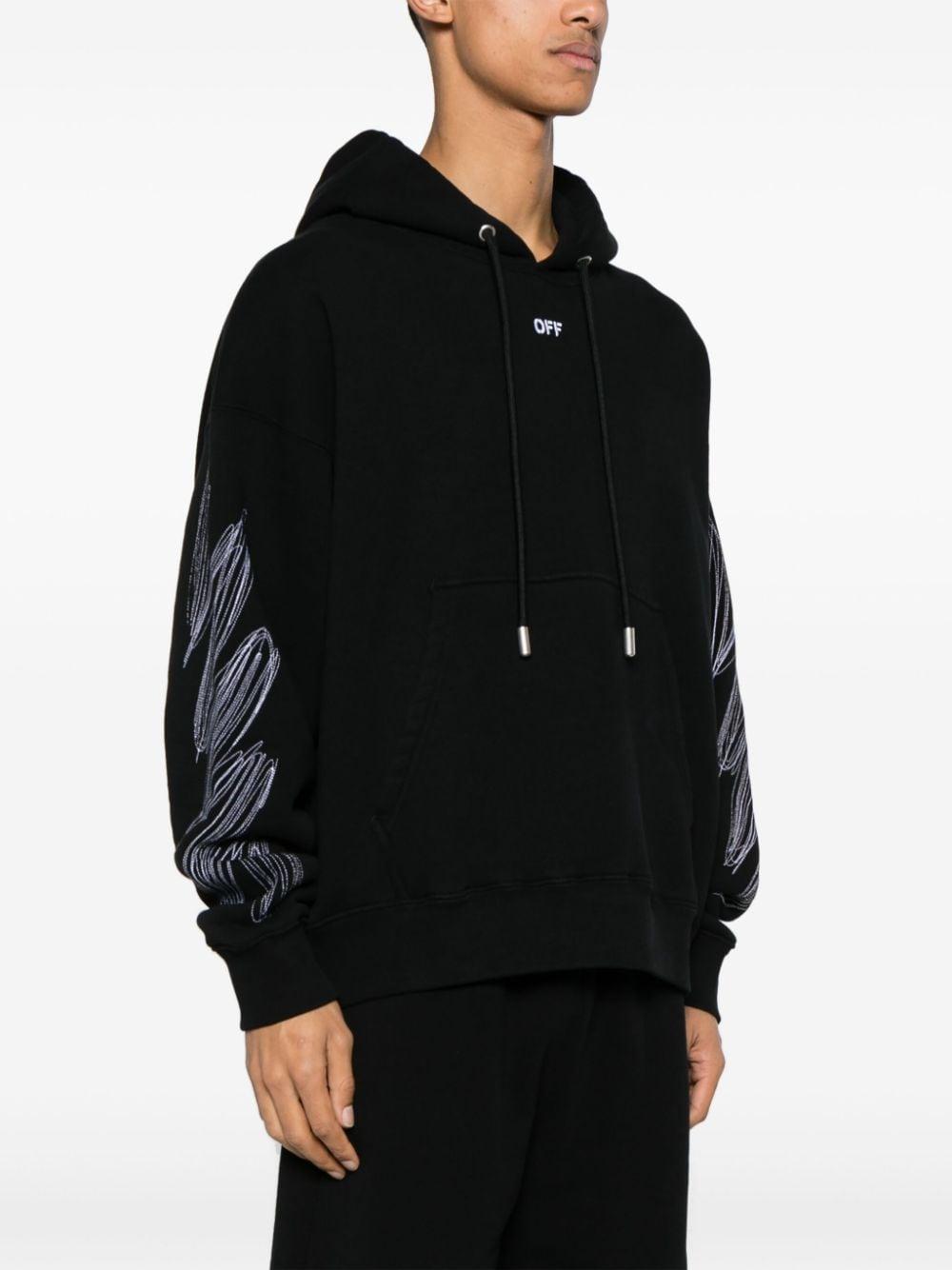 ★Off-White★ Scribble Diag Sweatshirt Black OMBA067S23FLE00 Off-White Stencil Arrow Hooded Sweatshirt 'Black