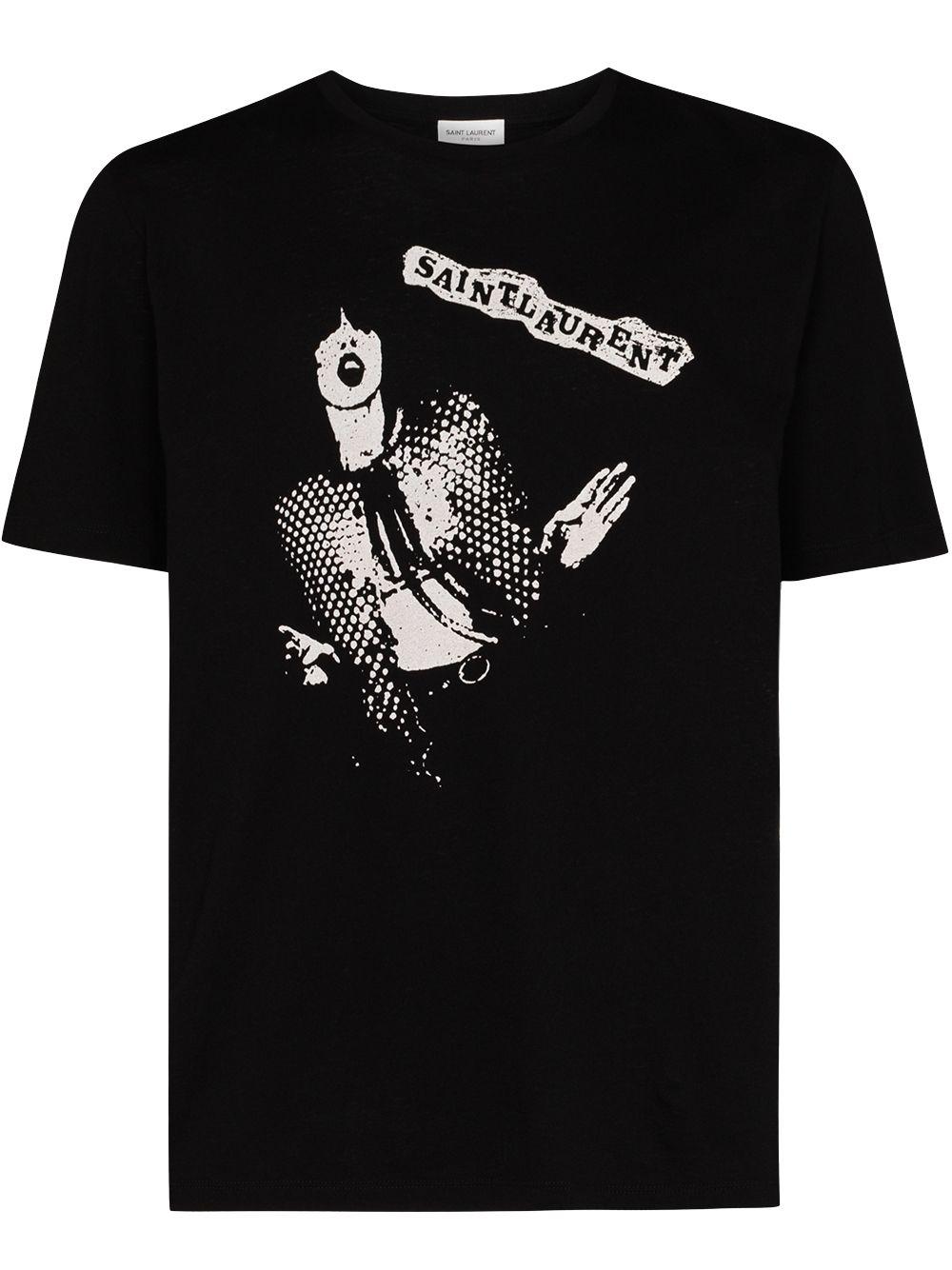 Saint Laurent Rock Icon Print T-shirt in Black for Men | Lyst