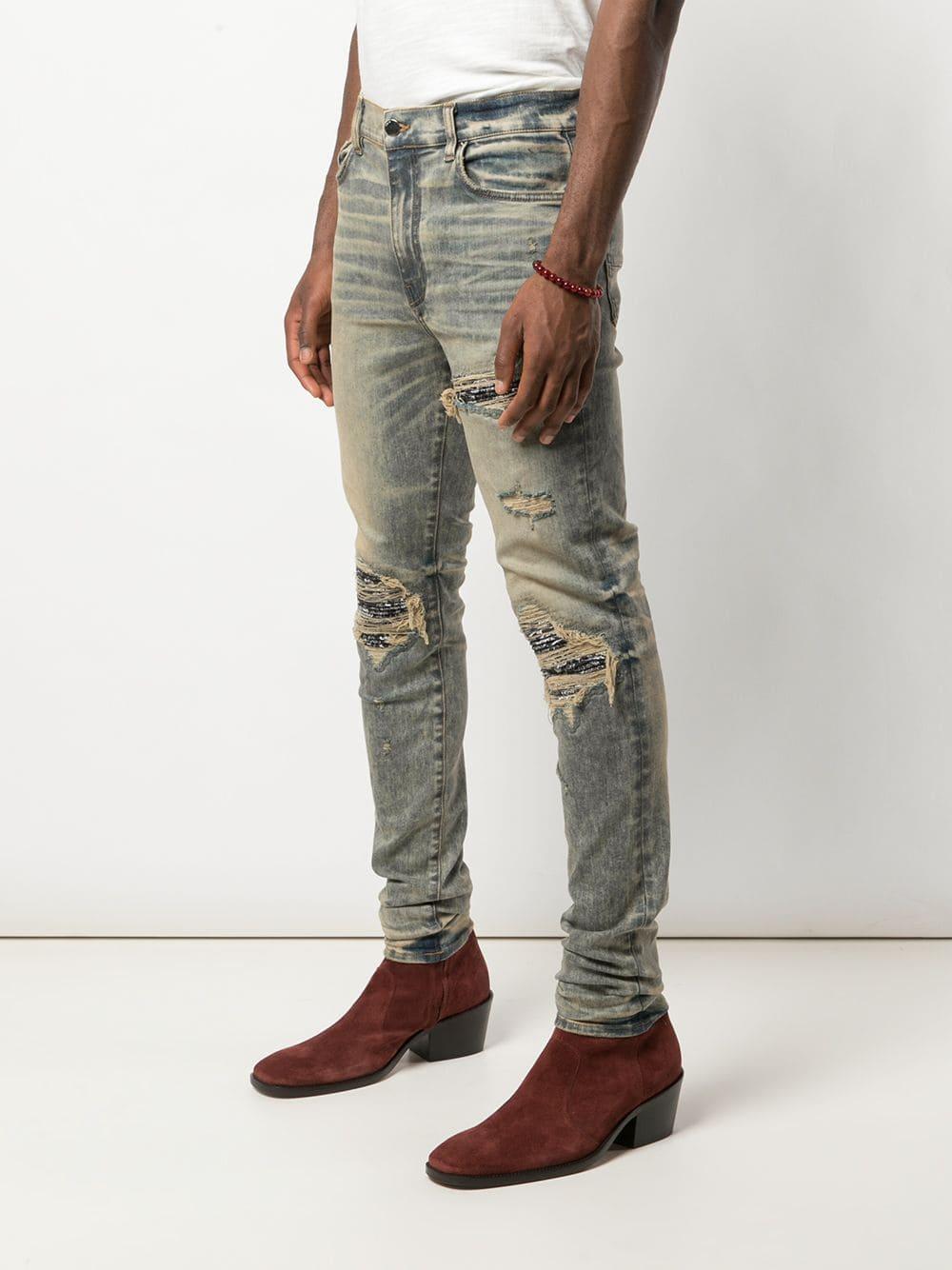 Amiri Mx1 Bandana Cotton Blend Jeans Dirty Indigo in Blue for Men