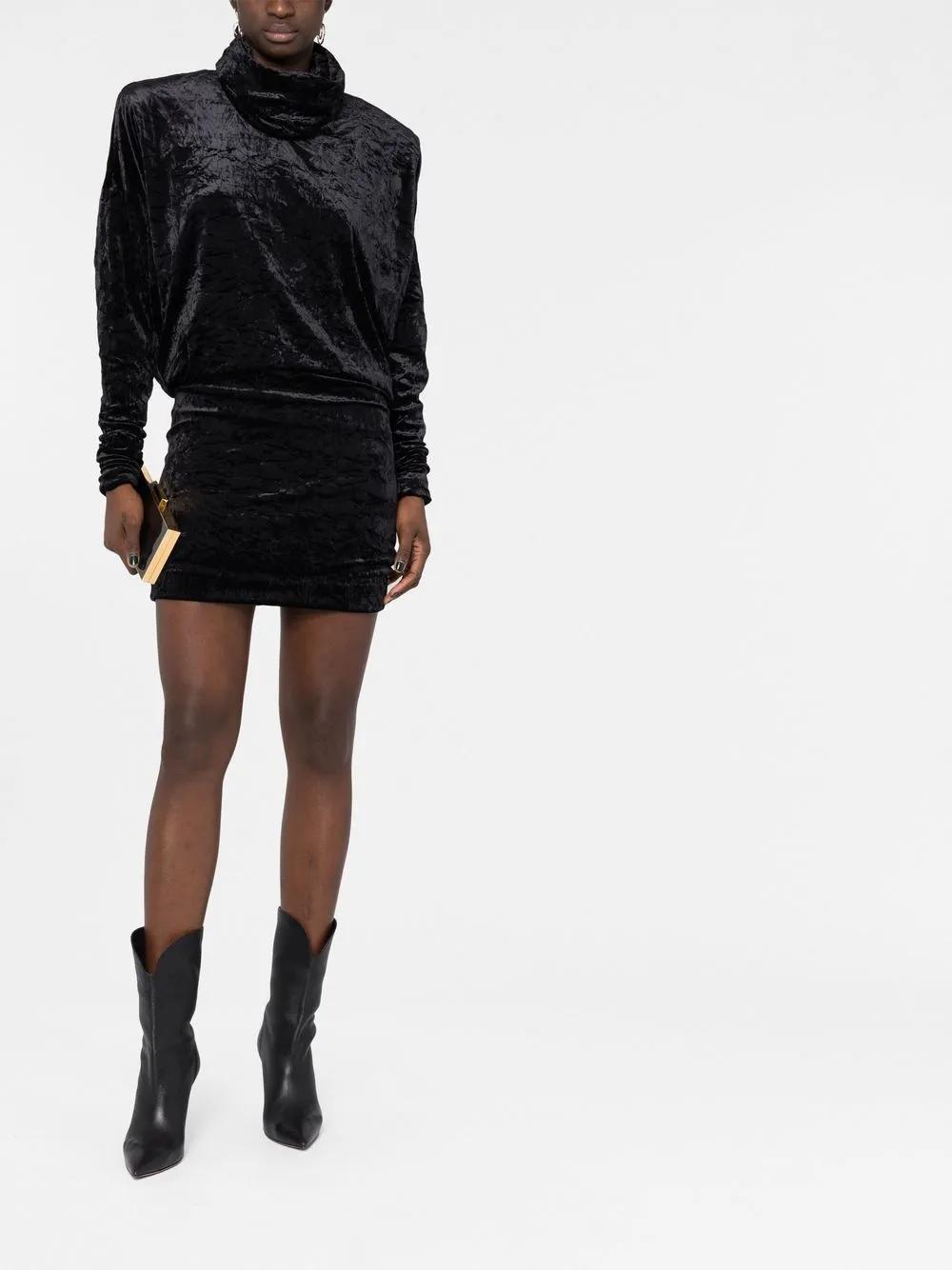 knee length dresses for ladies Saint Laurent Black Velvet Short-Sleeve Mini Dress Size FR 34 (UK 6) –  Sellier main image 0