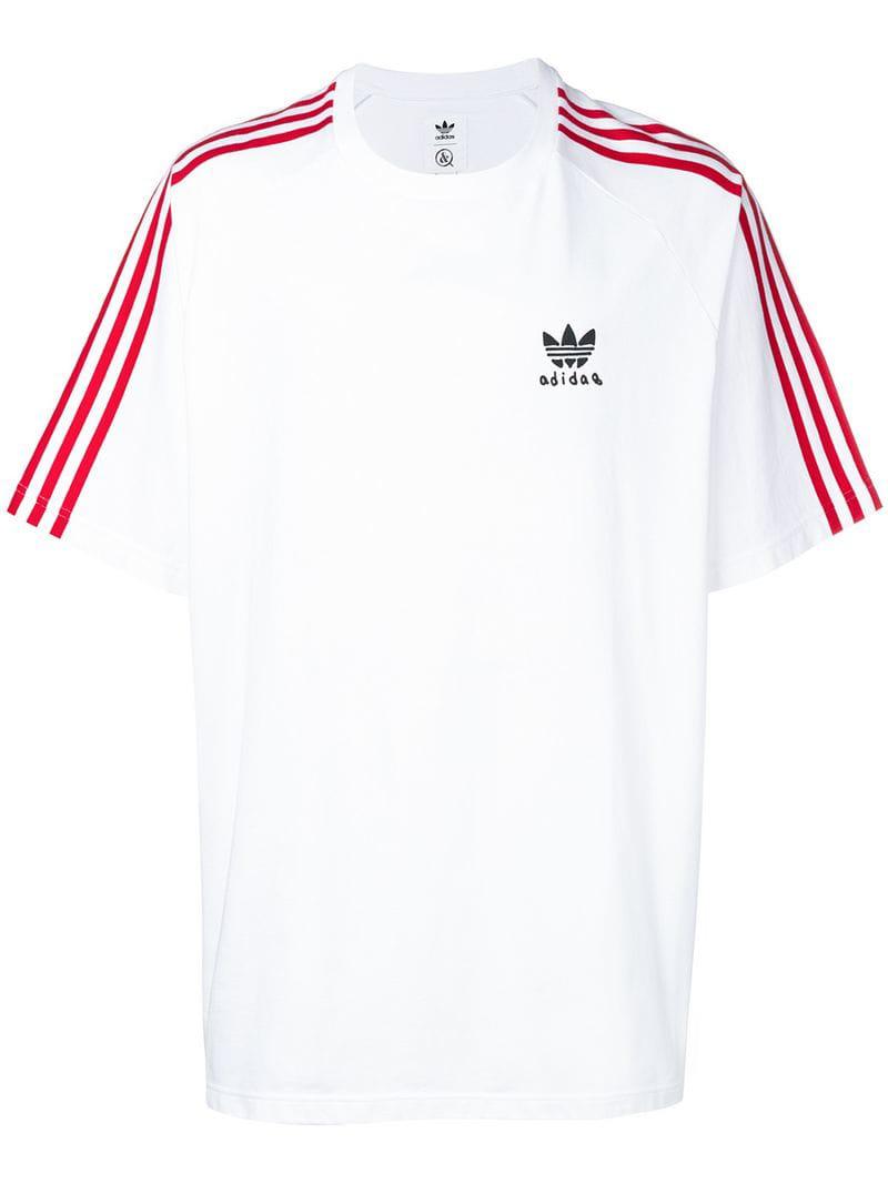 adidas Cotton Plain Brand T-shirt in White for Men - Lyst