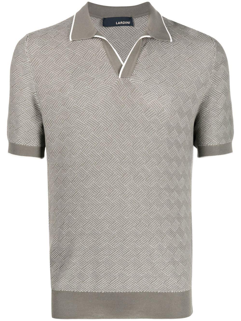 Lardini Jacquard Knitted Polo Shirt in Gray for Men | Lyst