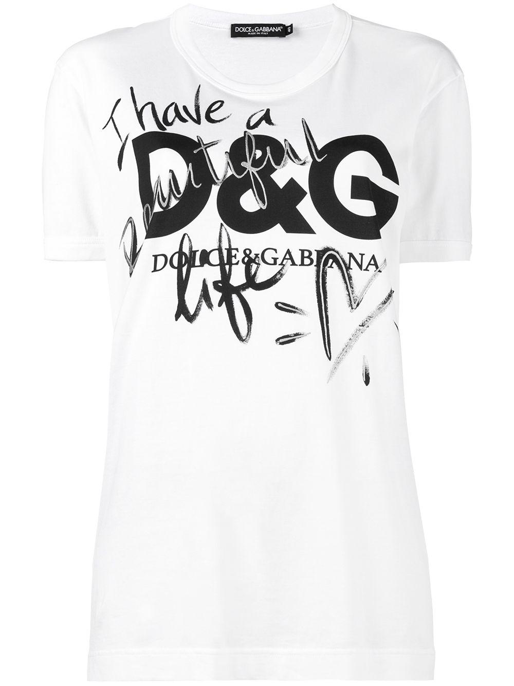Dolce Gabbana Cotton I Have A Beautiful Life T Shirt In White Lyst