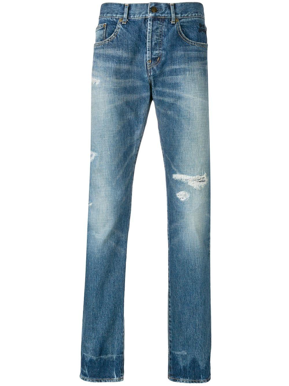 Saint Laurent Faded Denim Jeans in Blue for Men - Lyst