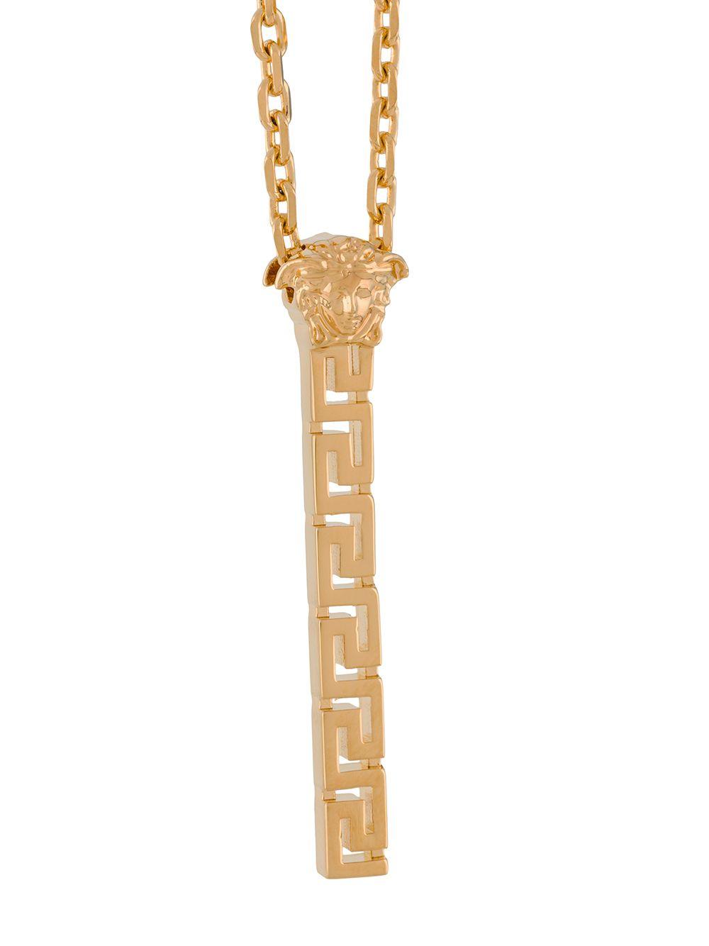Versace Greek Key Pendant Necklace in Metallic for Men