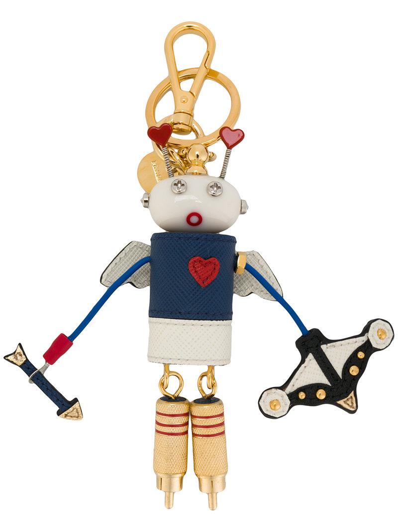 robot keychain prada