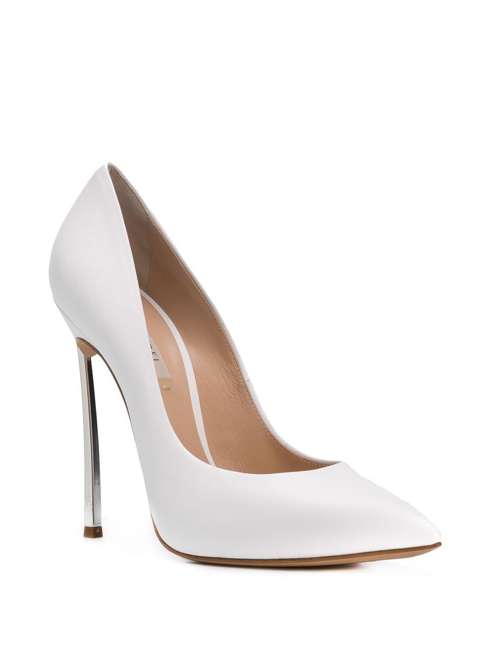 Casadei Leather 120mm Pointed-toe Stiletto Pumps in White - Lyst