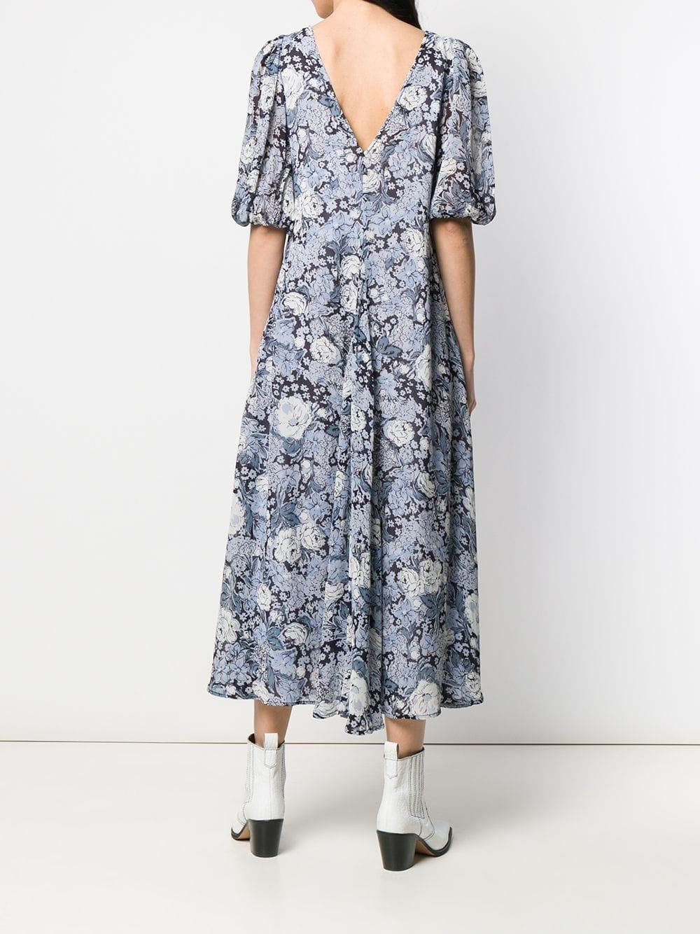 Ganni Heather Floral Dress in Blue | Lyst