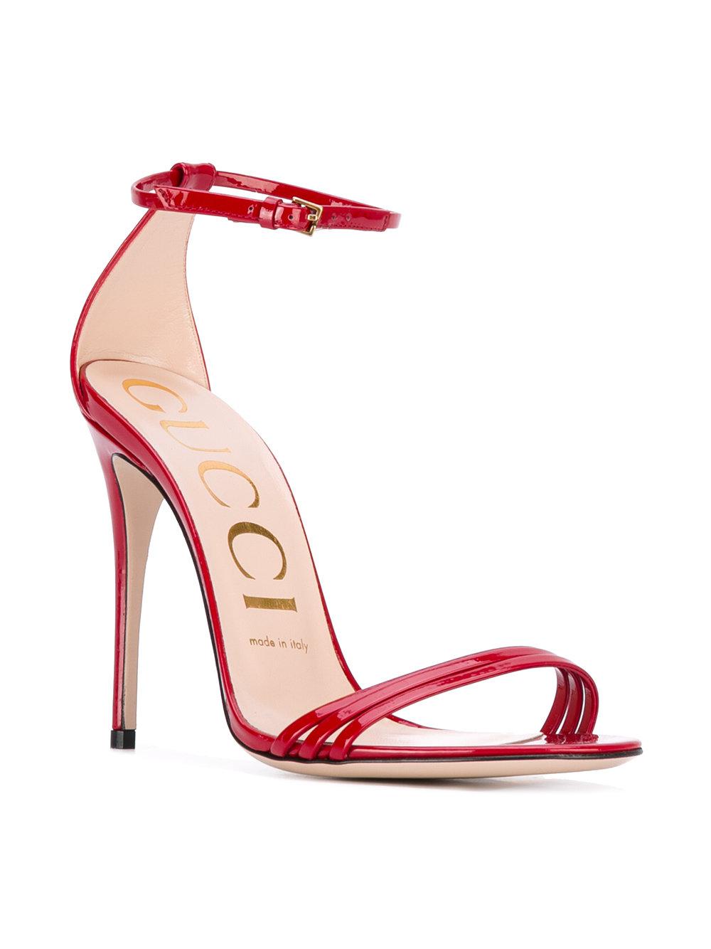 Sandalias de tacón stiletto Gucci de Cuero de color Rojo | Lyst