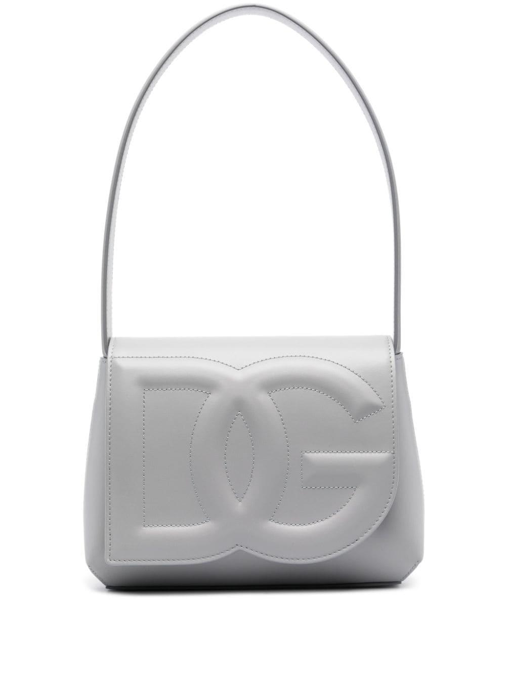 Dolce & Gabbana Logo Leather Shoulder Bag in Gray