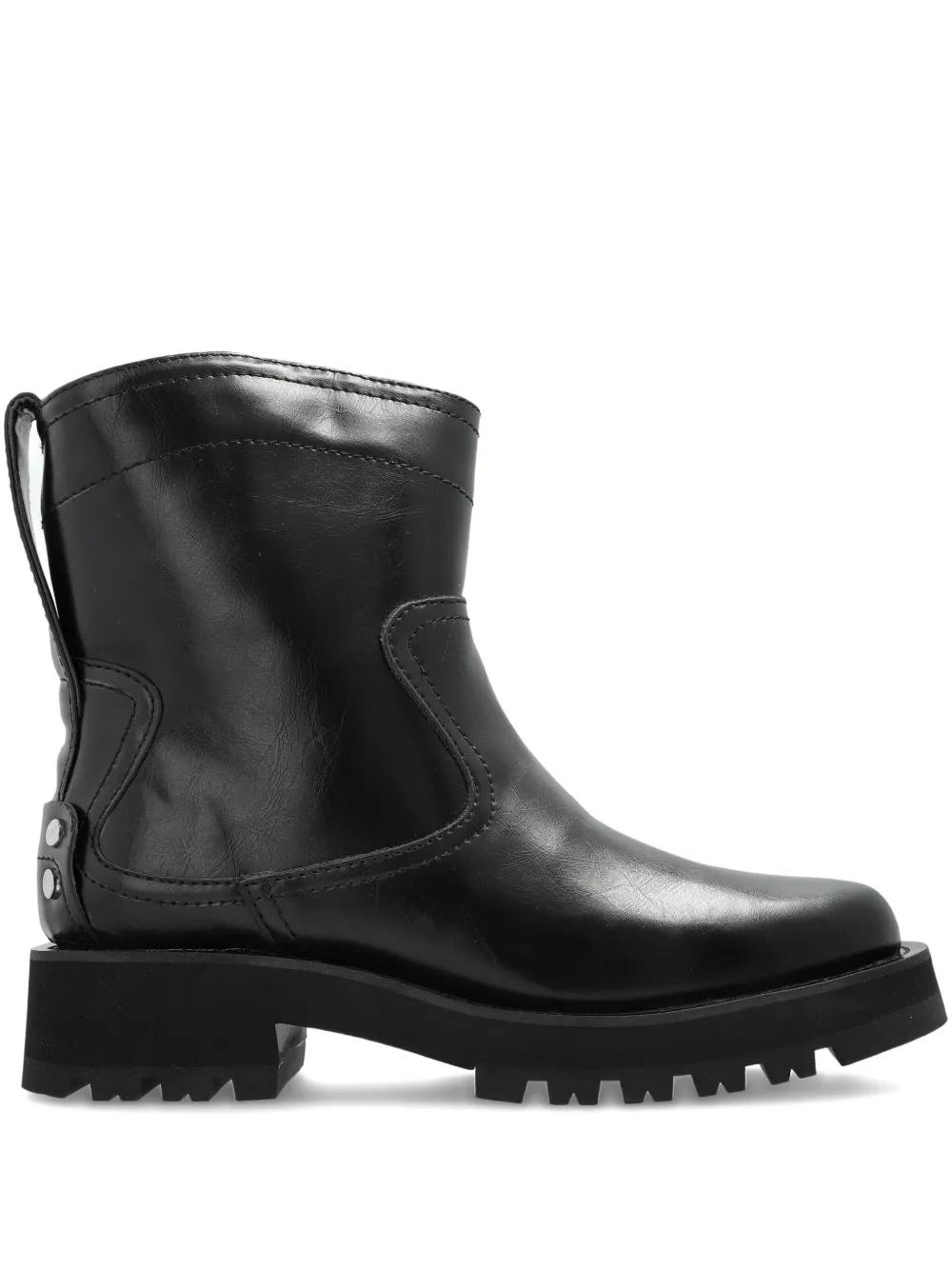 ショートブーツ・ブーティ GANNI BLACK LEATHER ANKLE BOOTS Faux leather biker boots in black - Ganni | Mytheresa