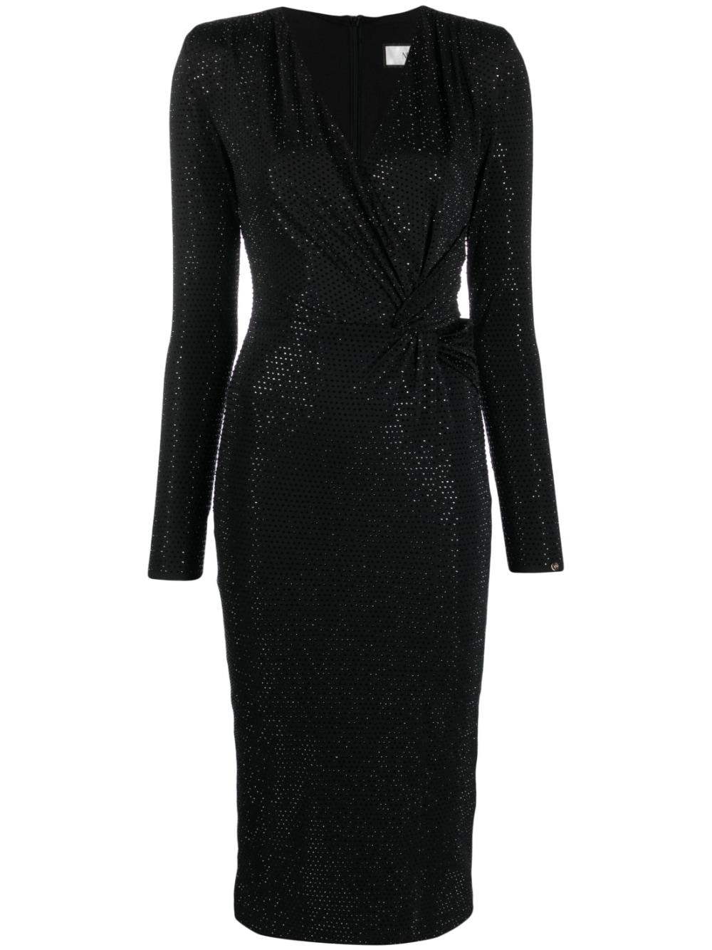 Nissa Crystal-embellished Midi Dress in Black | Lyst