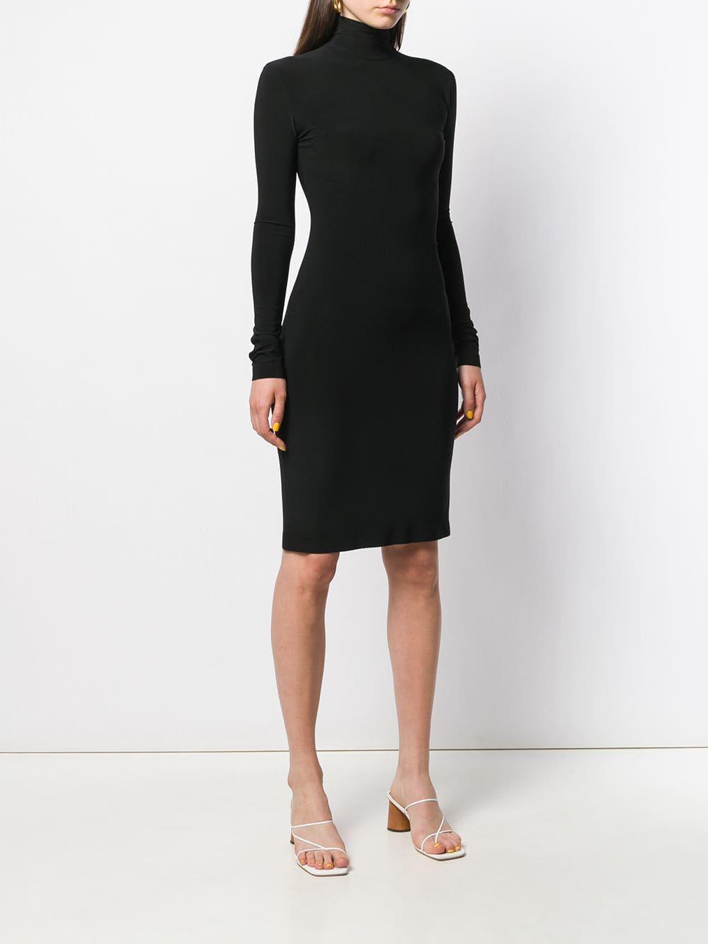 Norma Kamali Synthetic Long-sleeve Fitted Dress in Black - Lyst