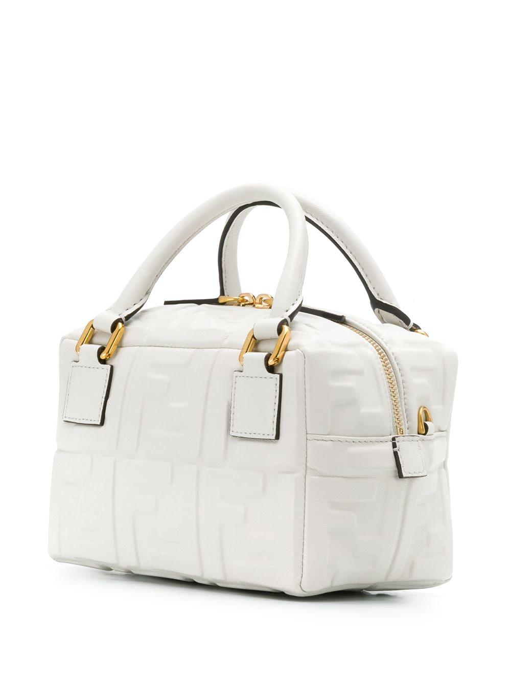 Fendi Leather Mini Boston Bag in White | Lyst