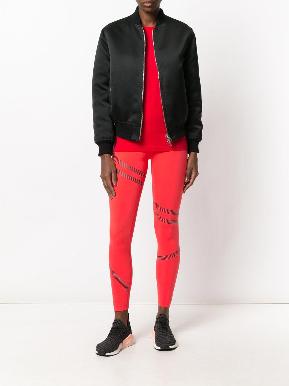 Reebok Synthetic Linear High Rise Leggings in Red - Lyst