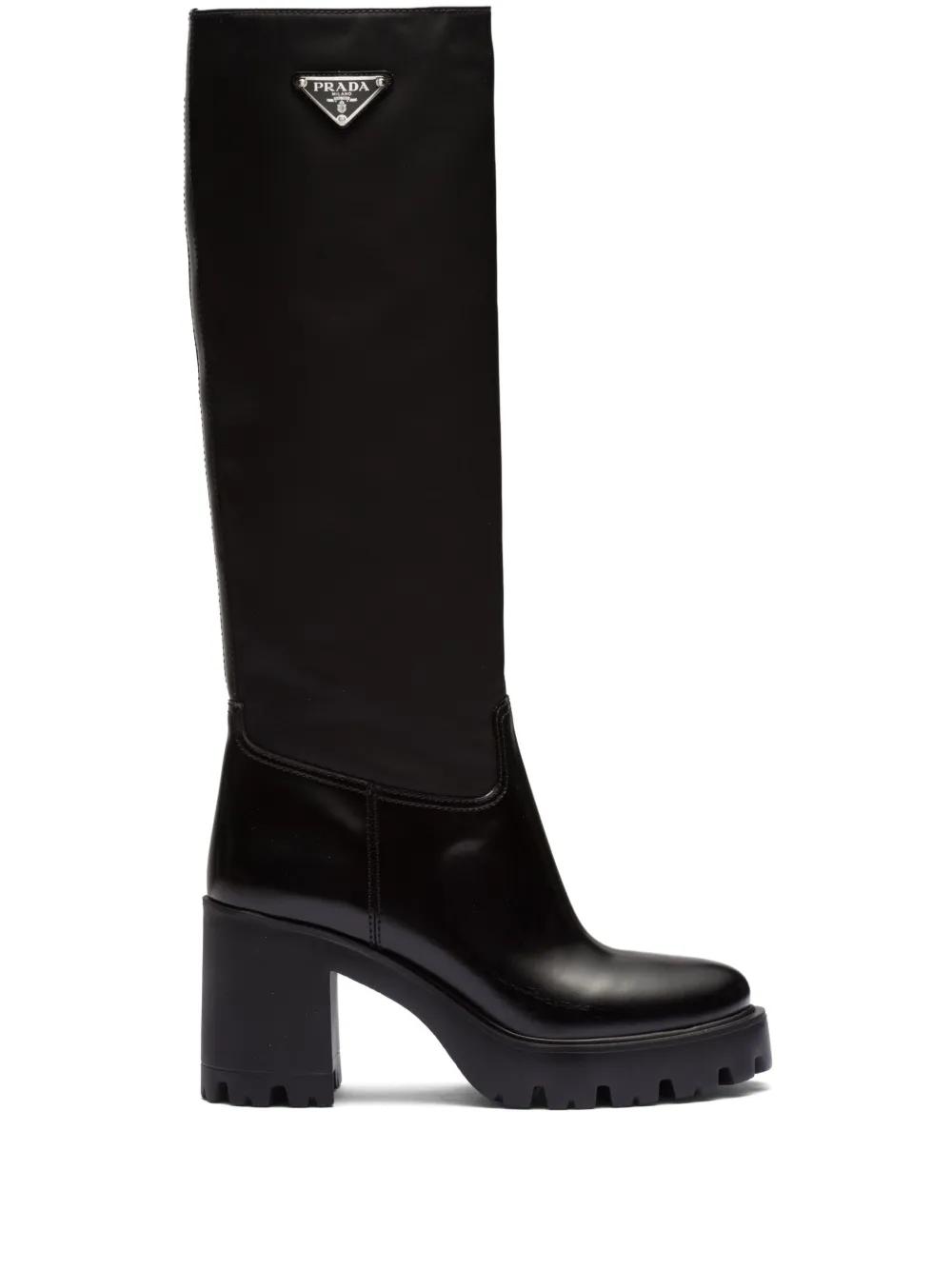 ロングブーツ PRADA Black Re-Nylon Boots Prada Re-Nylon Knee-High Boots in Black | Lyst