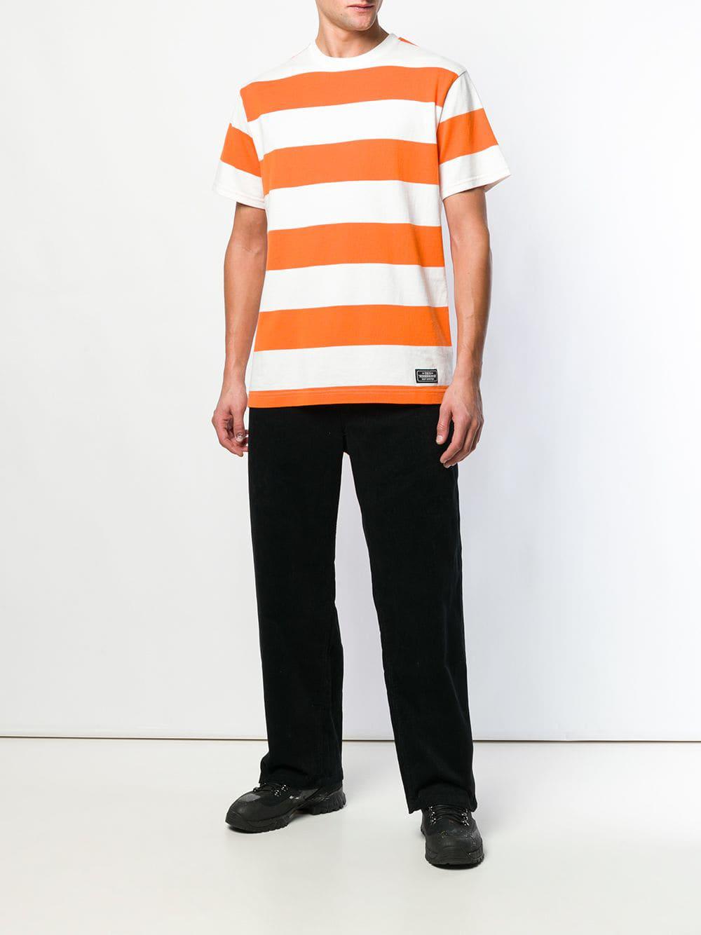 Orange striped shirt mens cheap