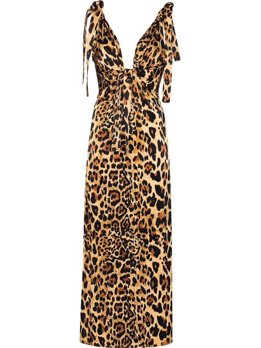 Paco Rabanne Synthetic Leopard Print Maxi Dress in Yellow - Lyst