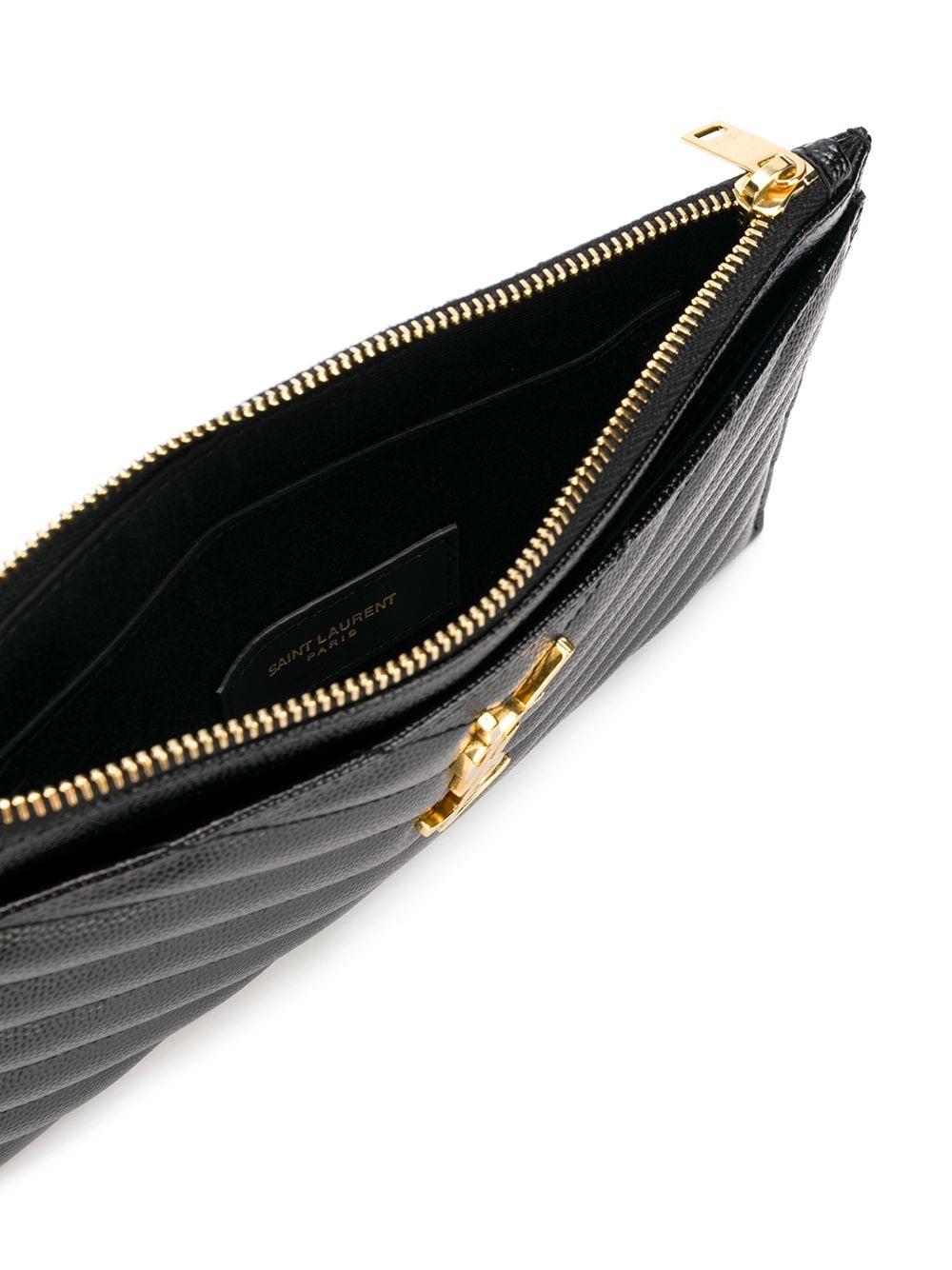 monogram quilted leather clutch