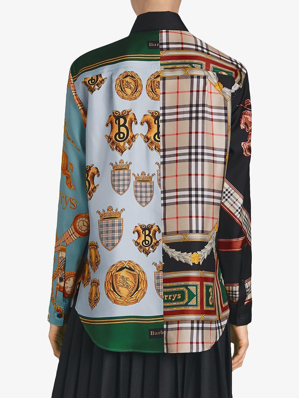 burberry archive scarf print silk shirt