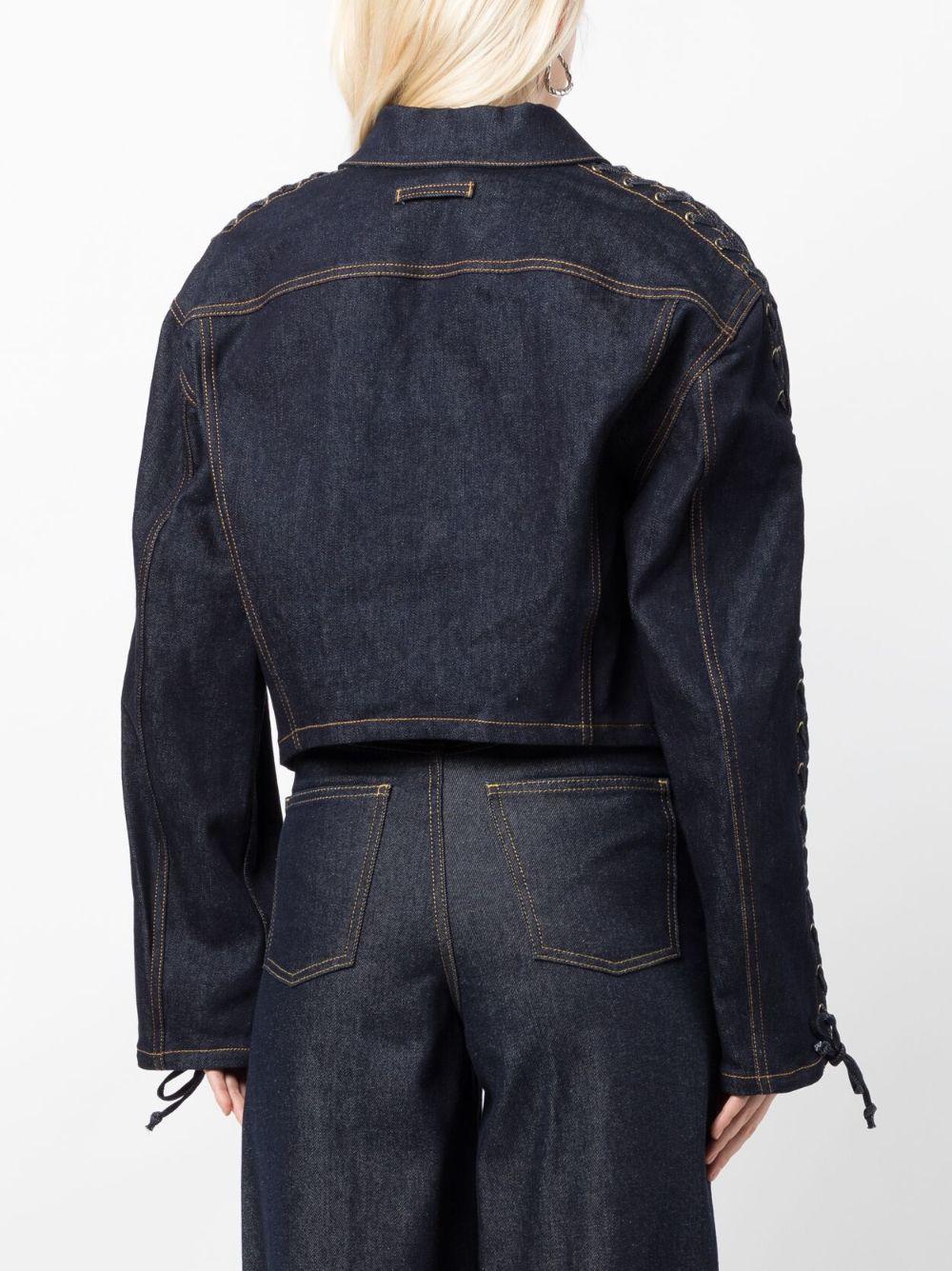 Jean Paul Gaultier Lace-up Cropped Denim Jacket in Blue | Lyst