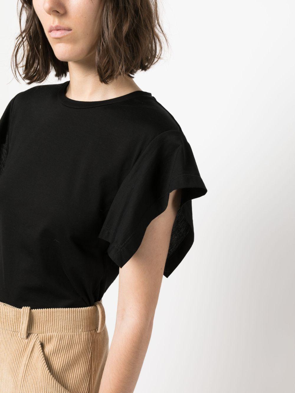 Isabel Marant Slit-sleeves Cotton T-shirt in Black | Lyst