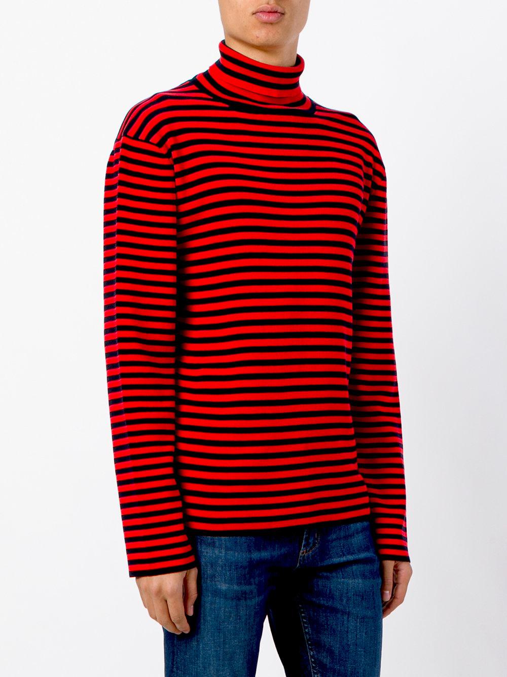 Gucci Cotton Striped Turtleneck Top in Red for Men - Lyst