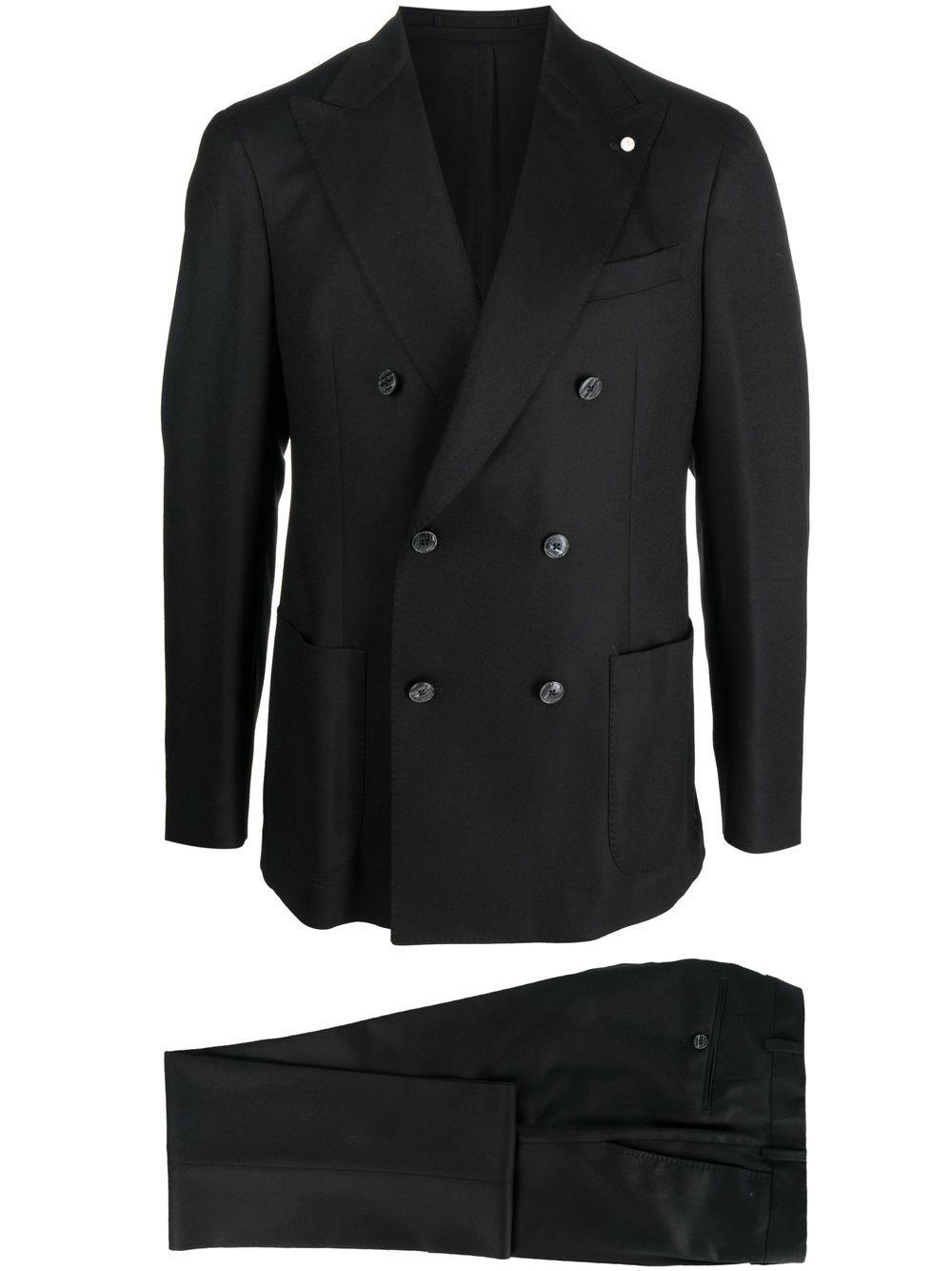 Luigi Bianchi Mantova Double-breasted Tailored Suit in Black for Men | Lyst