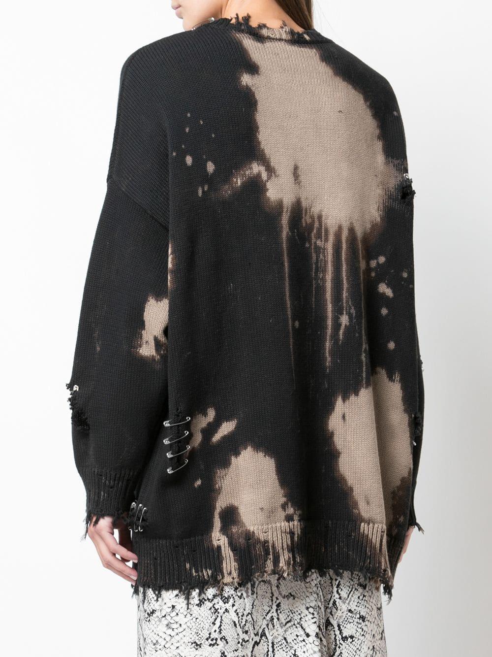R13 Cotton Distressed Bleached Sweater in Black - Lyst