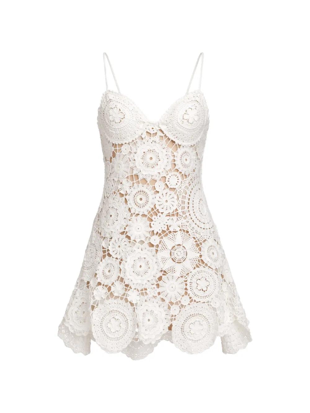 green emerald velvet dress White Crepe Embellished Flower Mini Dress  self-portrait-US