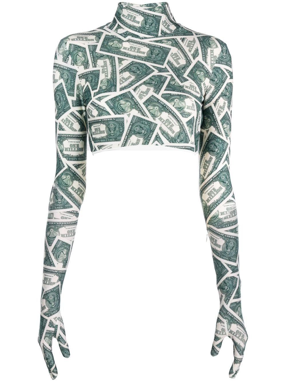 Vetements Money-print Crop Top in Green | Lyst