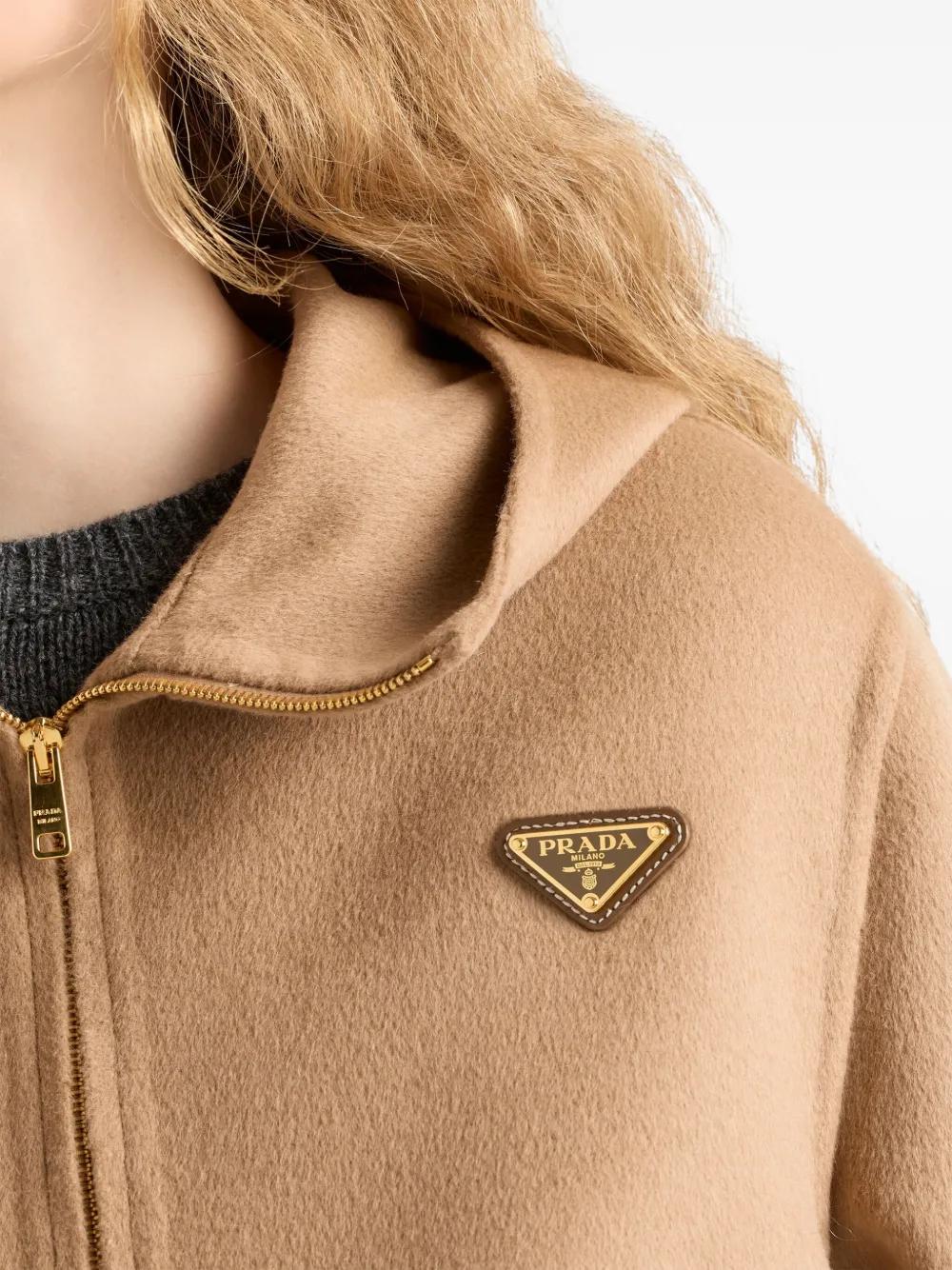 Prada Triangle-Logo Blouson Jacket in Natural Lyst UK