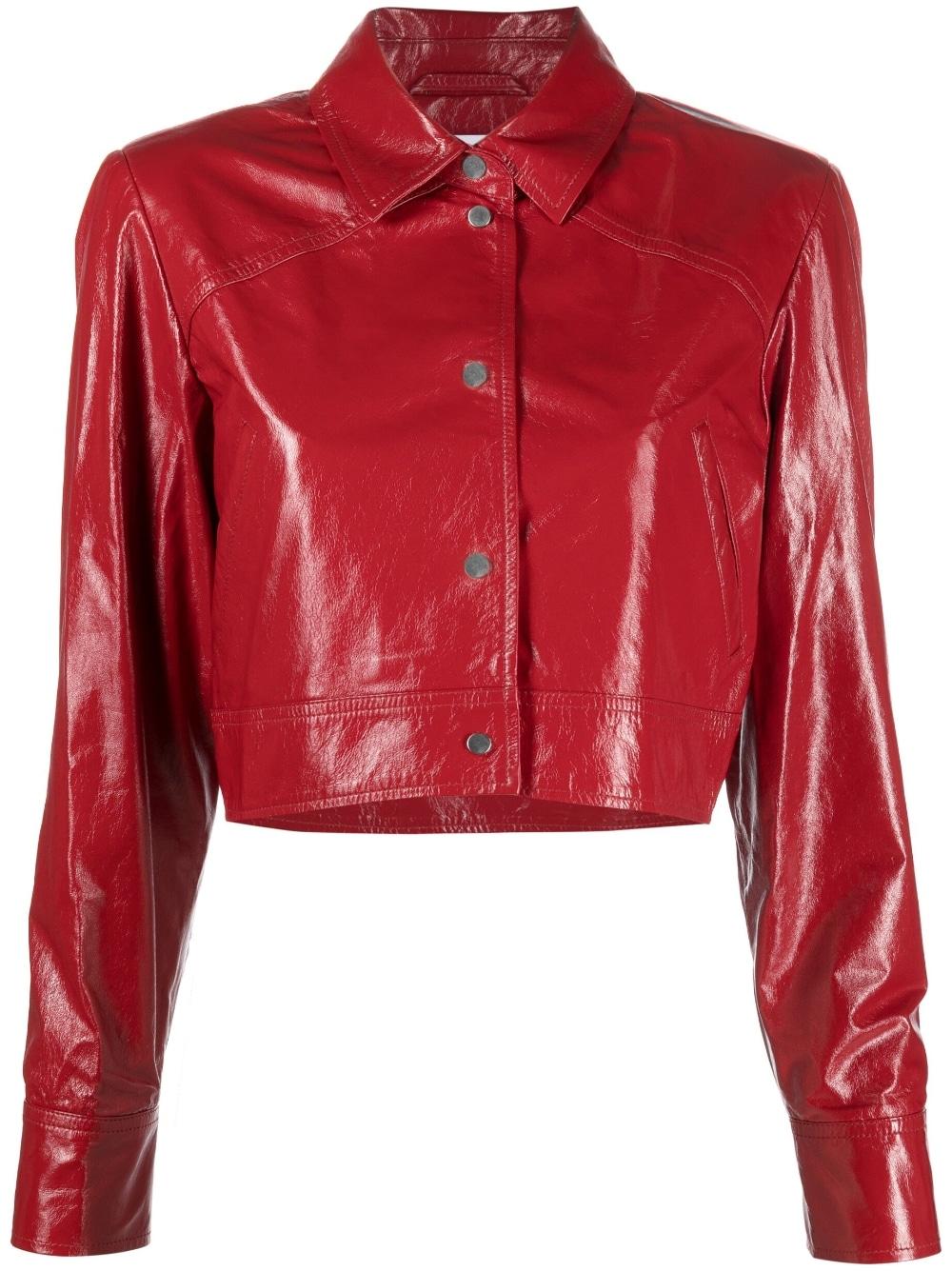IRO Laminated-finish Cropped Jacket in Red | Lyst