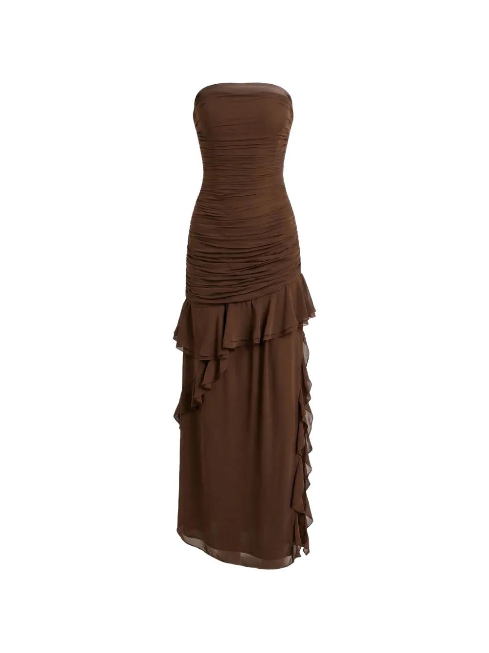 sachin and babi light blue dress Champagne Rhinestone Drape Maxi Dress – self-portrait main image 0