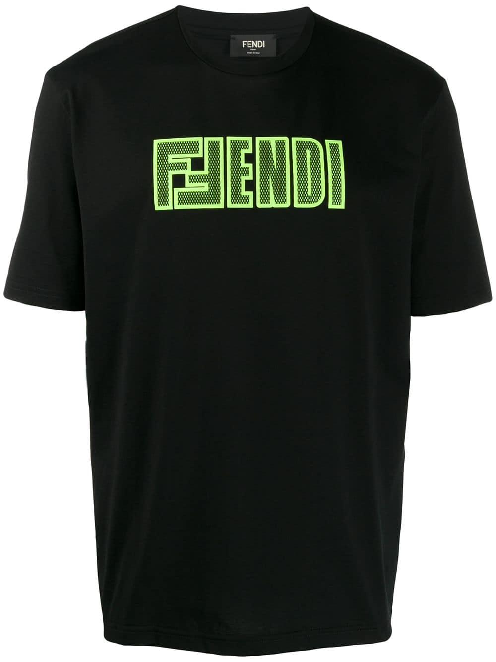 Fendi Cotton Logo Patch T-shirt in Black for Men - Lyst