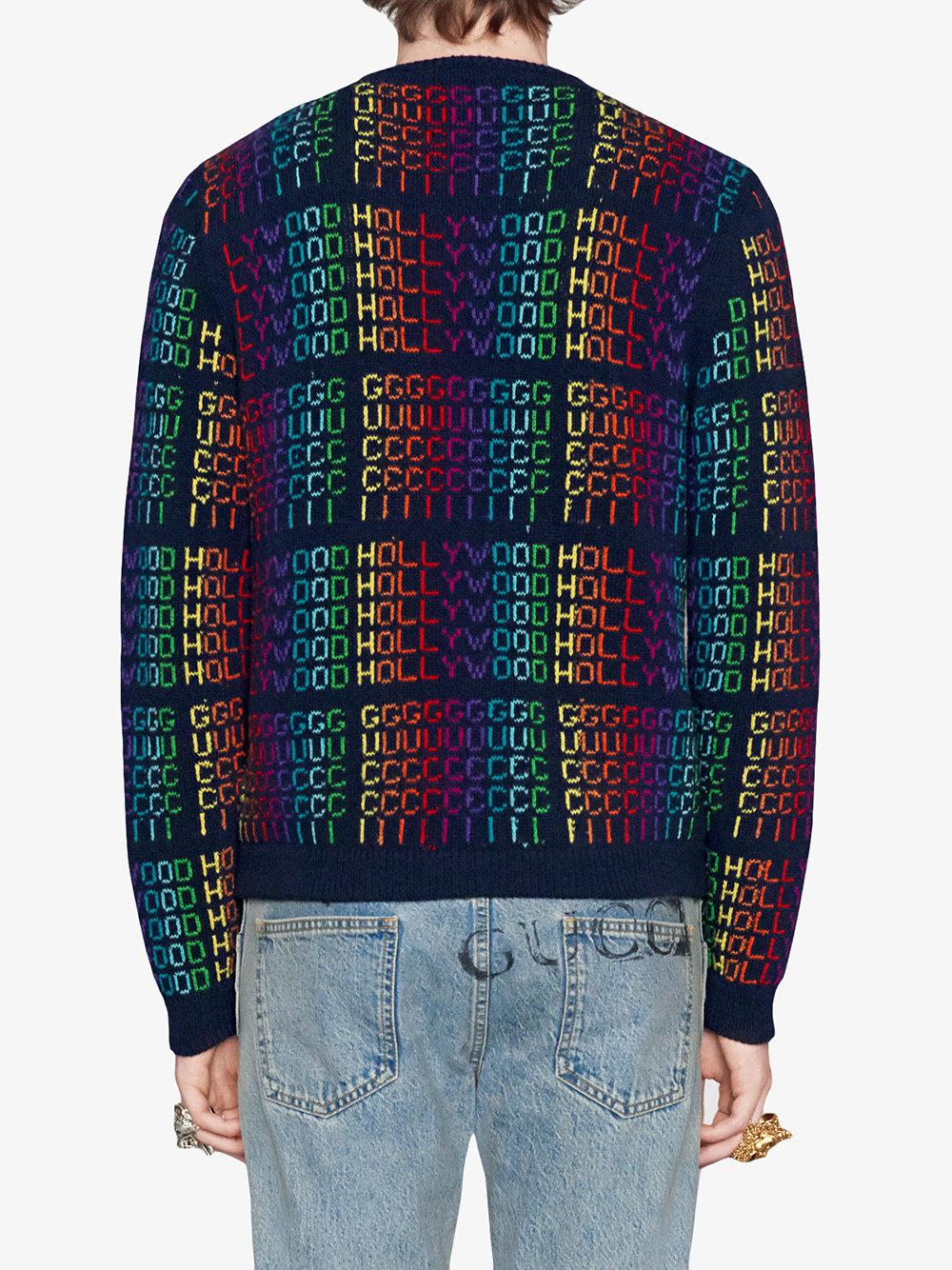 Gucci Rainbow " Hollywood" Sweater in Blue for Men | Lyst