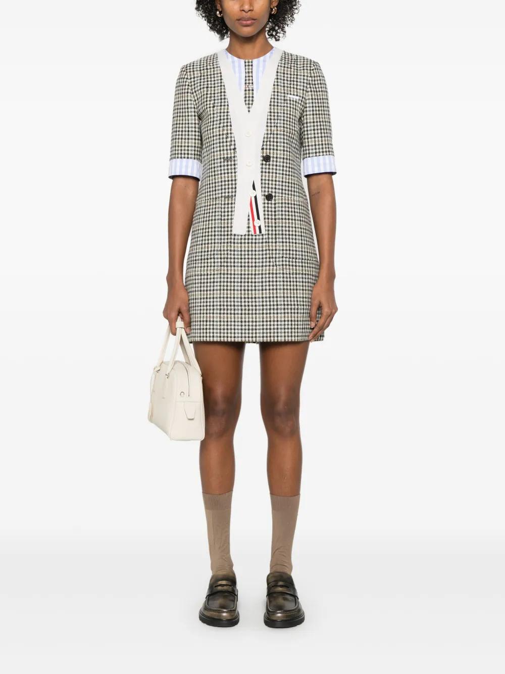 オールインワン・サロペット Thom Browne Short Sleeve Cotton Polo Mini Dress Thom Browne Checked Jacquard Polo Minidress | Blue | FARFETCH