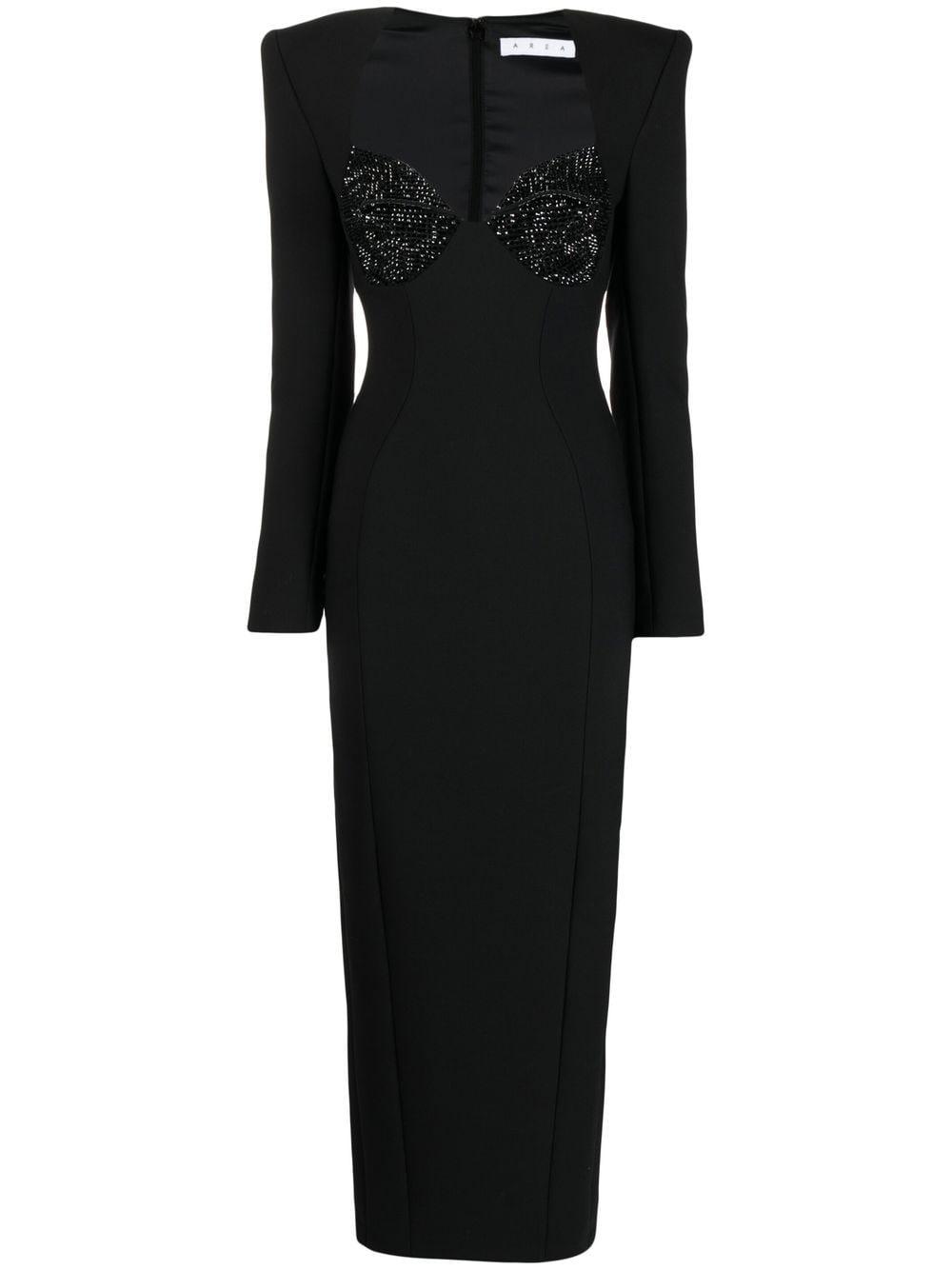 Area Crystalembellished Longsleeved Dress in Black Lyst