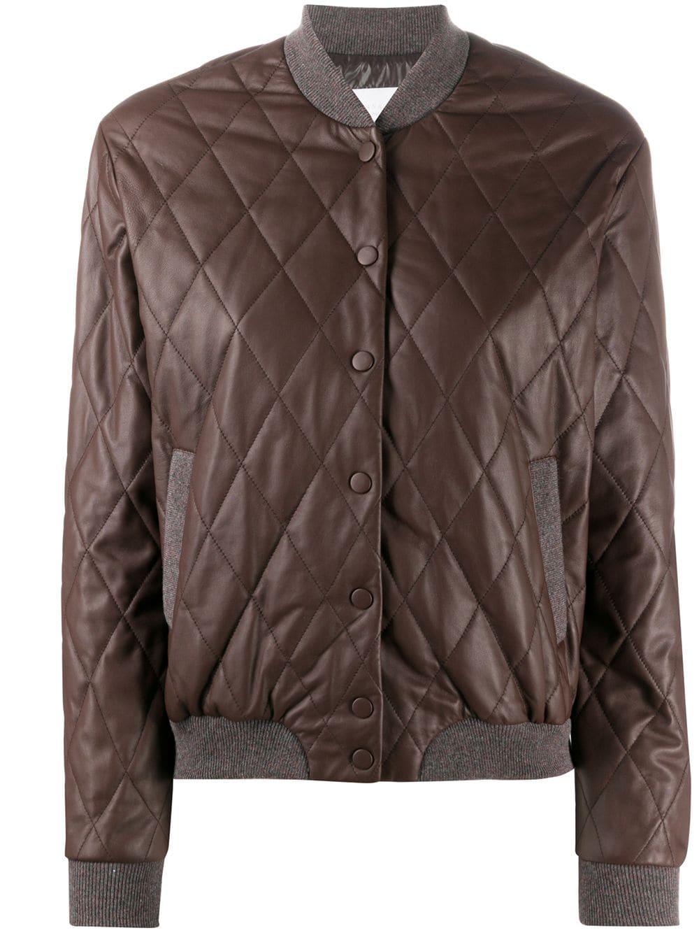 Fabiana Filippi Silk Quilted Bomber Jacket in Brown - Lyst