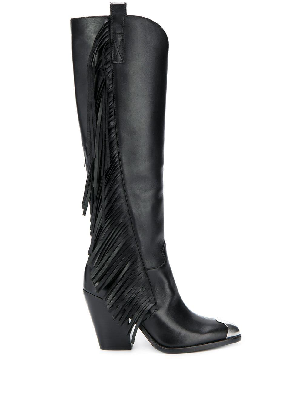 Botas Elodie con flecos Ash de Cuero de color Negro | Lyst