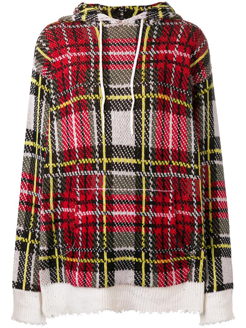 R13 Cashmere Plaid Check Hoodie in Red Lyst