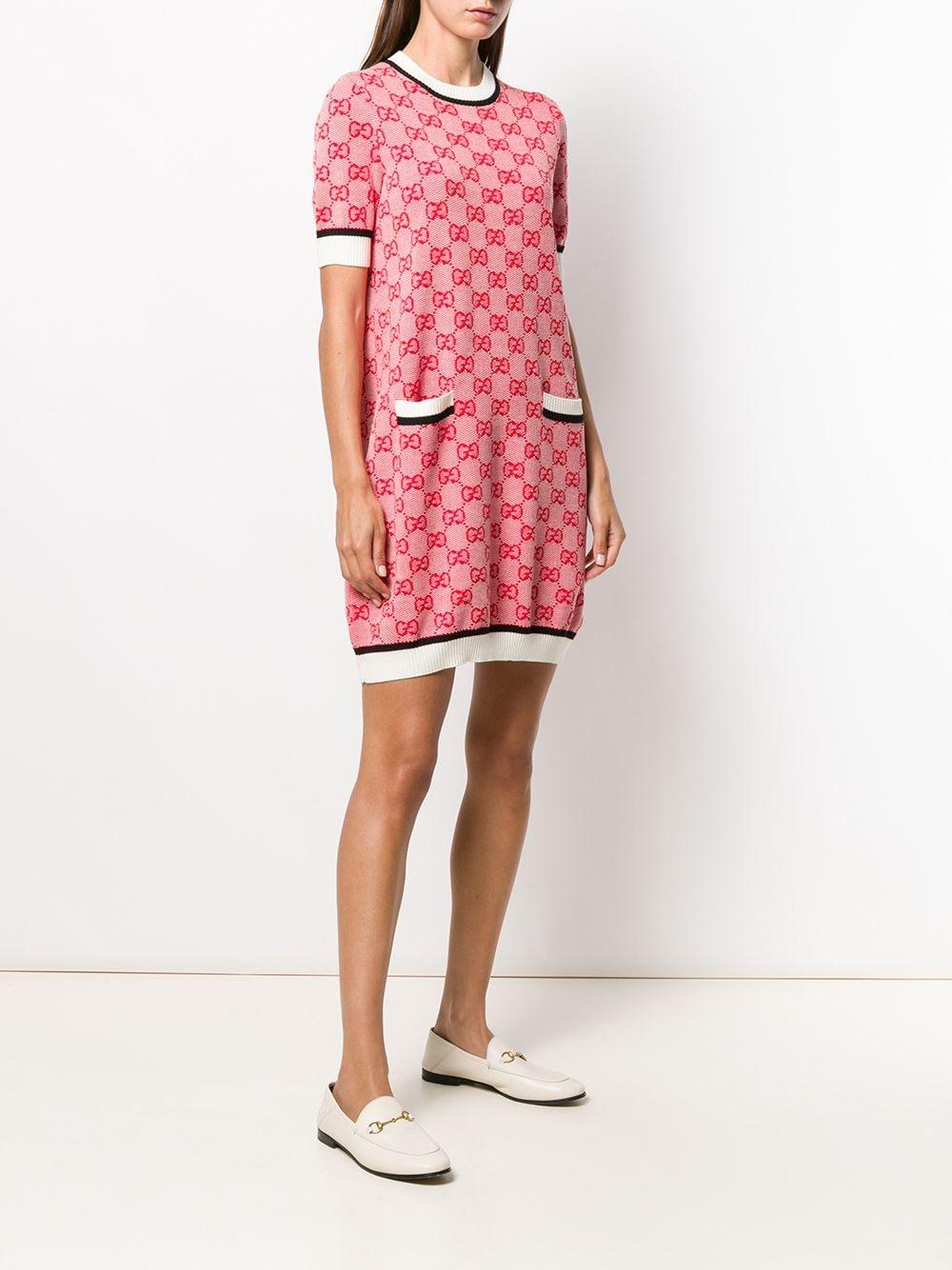Gucci Wool GG Knit Mini Dress in Pink - Lyst